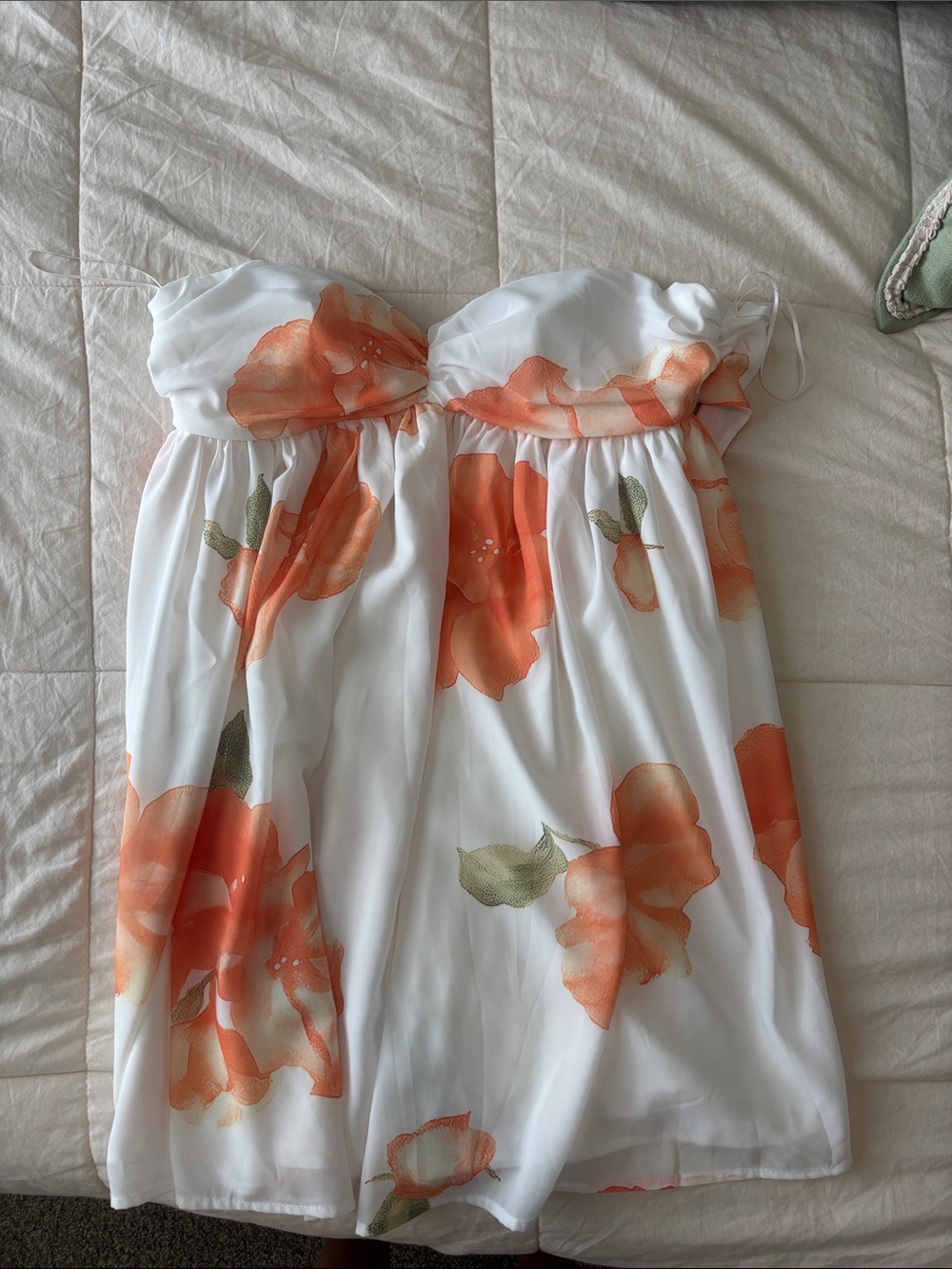 Altar'd State White Mini Dress with Orange Floral Print